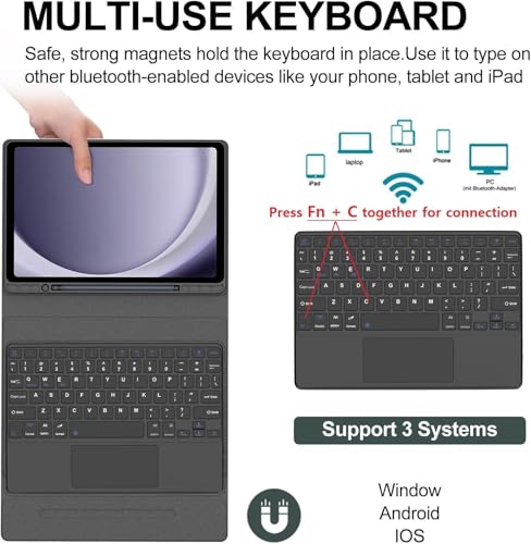 Image of typecase Keyboard Case for Samsung Galaxy Tab A11+ / A11 Plus 2025 (11 Inch) & A9+ / A9 Plus 2023 (11 inch) with Touch Trackpad, Multi Viewing Angle, Wireless Detachable Folio KB Cover & S Pen Holder