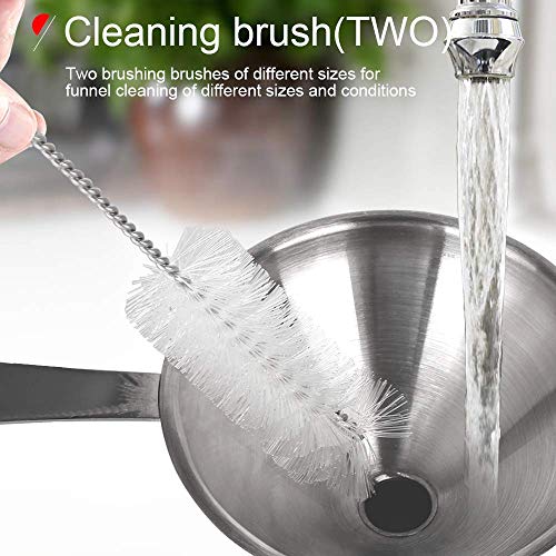 Kitchen Funnel For Filling Bottles, Ygdz 3Pcs Metal Stainless Steel Small Mini Funnels For Essential Oils Liquid, Long Handle Funnel Set, 2Pcs Cleaning Brushes #TOP5
