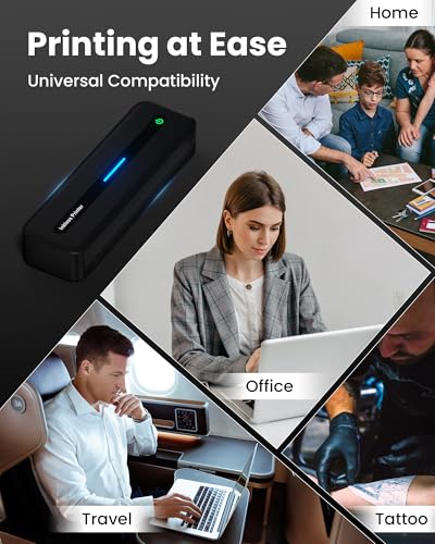 Image of Itari Portable Printer for Travel with Case and 4 Rolls Paper, Inkless Thermal Printer, Support 8.5 inch x 11 inch A4 & US Letter, Wireless Compatible with iPhone, Android, Laptop, Black