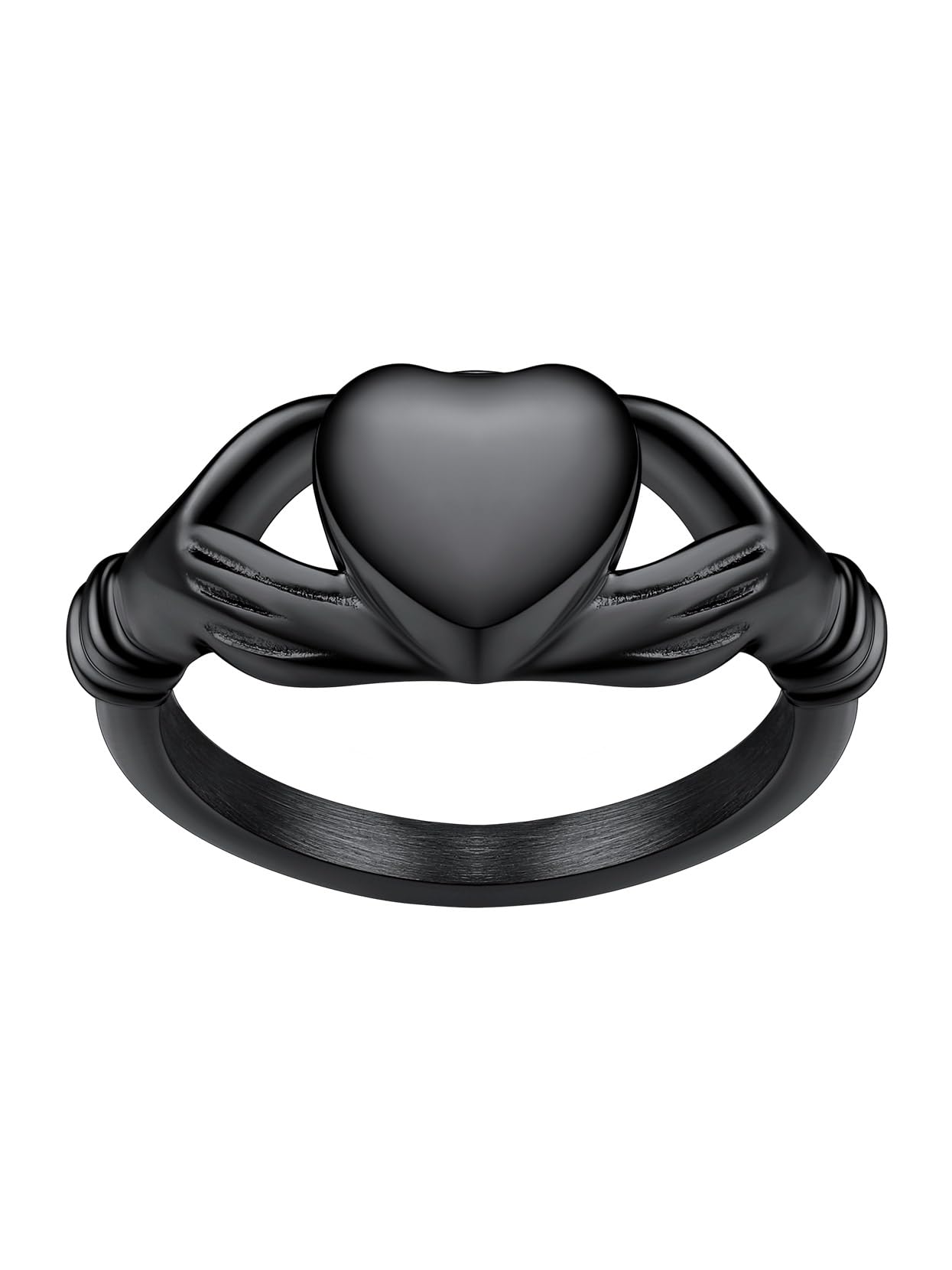 Richsteel Stainless Steel Heart/Claddagh Cremation Urn Ring for Ashes