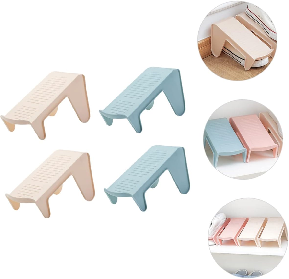 4pcs Space-Saving Shoes Rack Stylish Dual-Layer Holder for Efficient Home Organization Slip Design for Better Stability Lightweight Material for Closet Storage