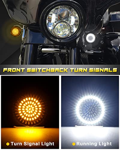 Image of NTHREEAUTO 1157 LED Front Rear Turn Signals, 2 Inch Bullet + 3-1 /4 Inch Flat Smoked Turn Signal Light Lens Compatible with Harley Dyna Softail Sportster Road King Street Glide Touring 1986-2023