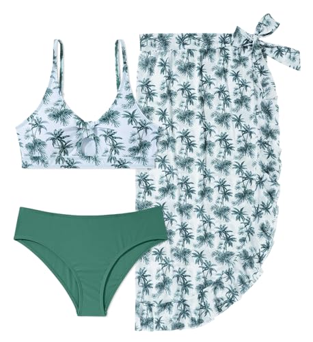 Bikini 3 pièces pour fille ado 13-16 ans avec maillot, slip et jupe longue de plage Happy Cherry