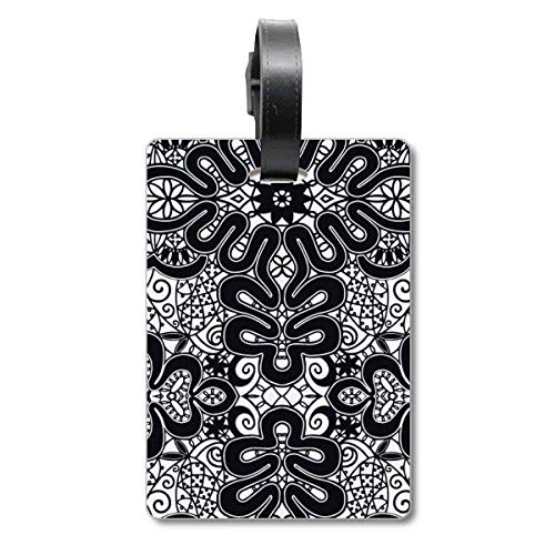 Étiquette pour valise rococo noir et blanc accessoire de bagagerie haut de gamme