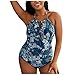 SamMoSon Costume da Bagno Floreale per Donne Costume da Bagno Posate Donne Costumi da Bagno Vintage Costi da Bagno Costume da Bagno in Bikini Plus Size Top Rosso Senza Spalline