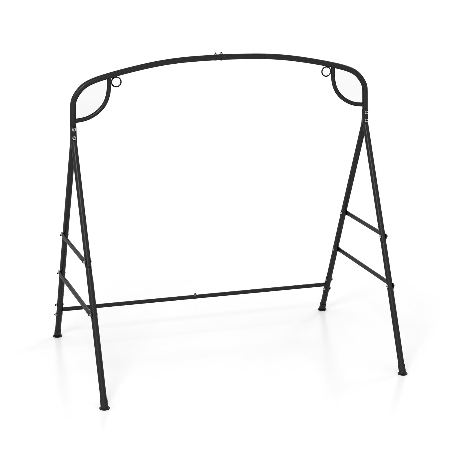 RELAX4LIFE Supporto Altalena/Panca Sospesa in Metallo con 2 Anelli di Sospensione, Portata di 300 kg, Forma a A per Interno ed Esterno,180 x 133 x 182 cm
