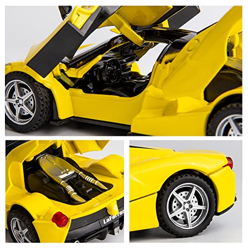 Image of 1 /32 Model Car for Ferrari Race and LaFerrari Toy Car Pull Back Alloy Diecast Model Vehicles Door Can Be Open for Boys Adults Girl Gift Yellow