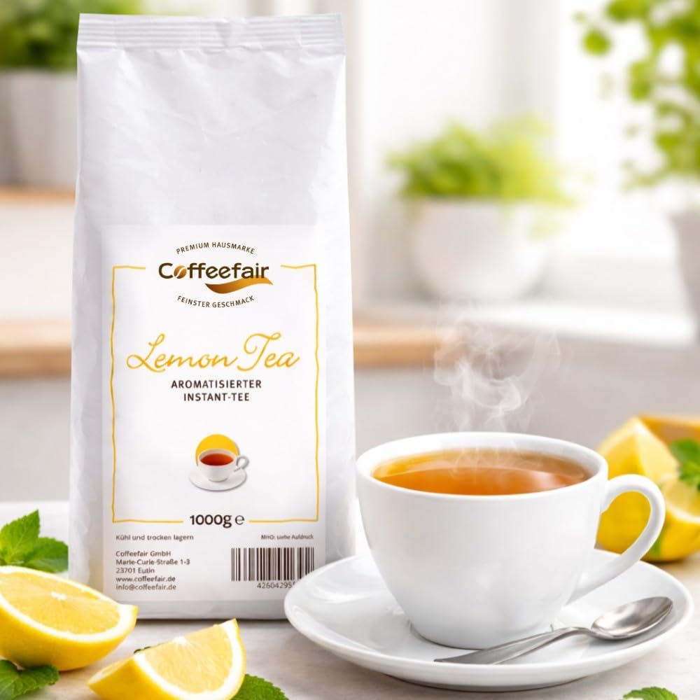 Coffeefair Lemon Tea Zitronentee 10 x 1kg Aromatischer Instant Tee mit Zitrone für Automaten - Frischer Citrus Geschmack - Heiß oder als Eistee - Zitronen Tee für Büro, Gastronomie & Zuhause