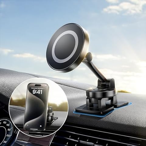 VIGLT for Magsafe Car Mount - 360°Rotation Magnetic Car Phone Holder, Free Viewing Angle Adjustment, Multi-Angle Foldable Car Phone Mount for iPhone 15 14 13 12 Pro Max Plus Mini MagSafe Cases. Cover