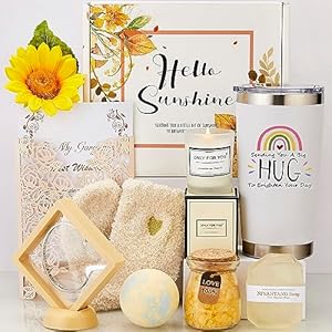 Get Well Soon Gifts for Women – 9 pcs Sending Sunshine Gift Basket Care Package Birthday Gifts Box Thinking of You Gift for Women sunflower Thoughtful Gifts Blanket Candle for Mom Sister Friend
