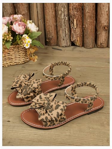 Image of GORGLITTER Women's Bow Flat Sandals 2026 Dressy Cute Ankle Strap Slides | Summer Shoes for Women 2026, Slip On Open Toe Flats, Slingback Slides, Vacation Dress Sandals