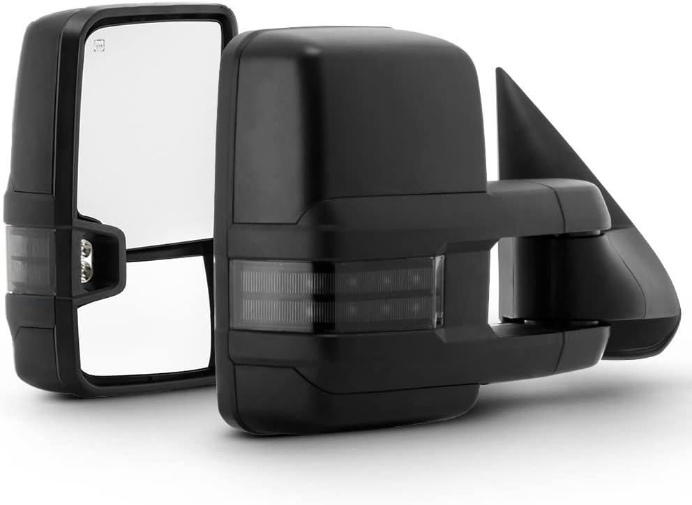 ACANII- Telescoping Power+Heat Smoke LED Signal Towing Side Mirrors Driver+Passenger For 2003-2006 Chevy Silverado 04 05