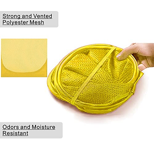 Image of BATTOO Deluxe Strong Mesh Pop up Laundry Hamper Basket with Side Pocket for Laundry Room, Bathroom, Kids Room, College Dorm or Travel Yellow