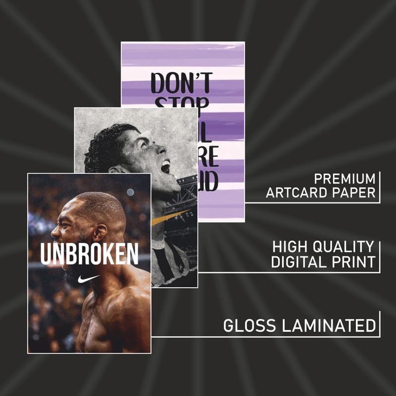 Image of POSTERONN Motivational Inspirational Wall Collage Kit Set of 54 4x6 Inch Matte Finish Cardstock Posters with Double Side Tape Positive Quote Wall Art for Office Gym Study Room Bedroom Decor