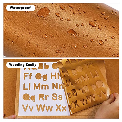Girafvinyl Self Adhesive Vinyl Brushed Texture Permanent Vinyl 12” X 6Ft Copper Vinyl For Cricut,Diy Home And Car Decor #TOP2