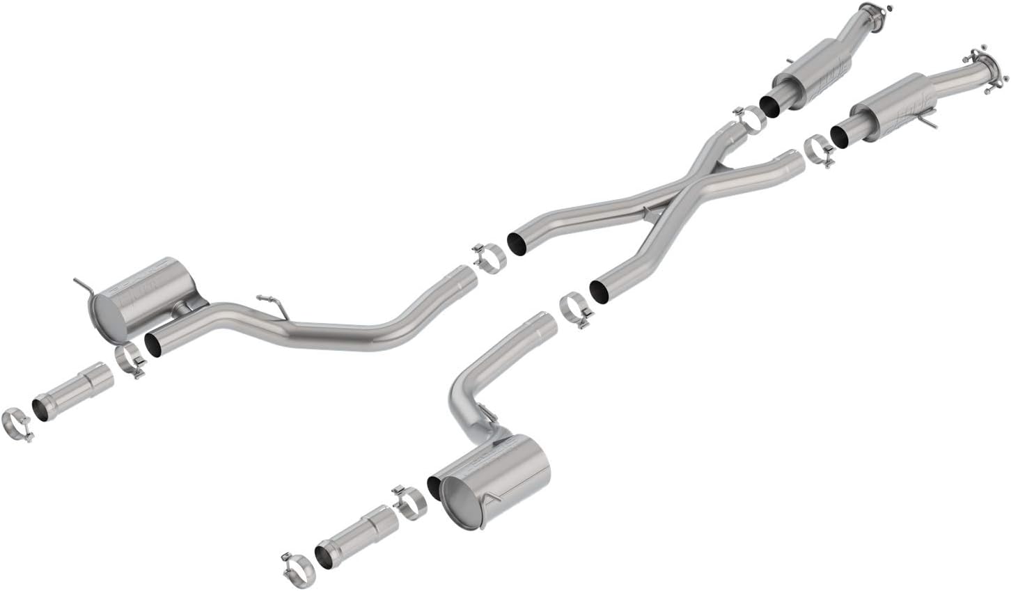 BORLA 140755 Cat-Back Perf. Exhaust System for 2018-2021 Jeep Grand Cherokee Trackhawk WK2 6.2L V8 Automatic Transmission All Wheel Drive. Tips NOT Included Re-use Factory Tips or Optional Borla Tips.