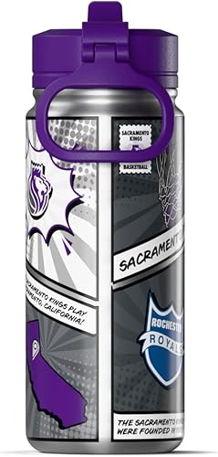 Miniatura 99 de Hydrapeak x NBA Los Angeles Lakers Botella de agua de 591 ml de acero inoxidable, botella deportiva con doble pared aislada con licencia oficial,