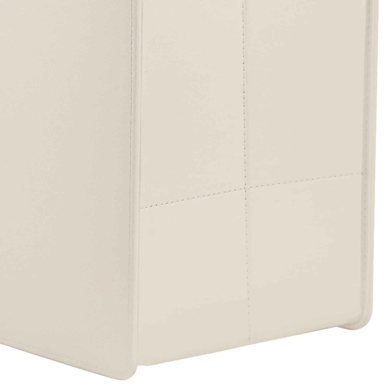 HofferRuffer Revistero de cuero para periódicos con asa, cesta de almacenamiento plegable, organizador multiusos, color blanco, 26 x 35 x 19 cm