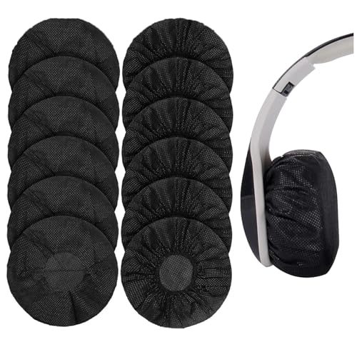 PESLNG 100 Piezas Funda Desechable para Auriculares, Negra, Elástica y Extensible, Protección Higiénica para Auriculares (8-13CM), Ideal para Casa, Deporte y Oficina