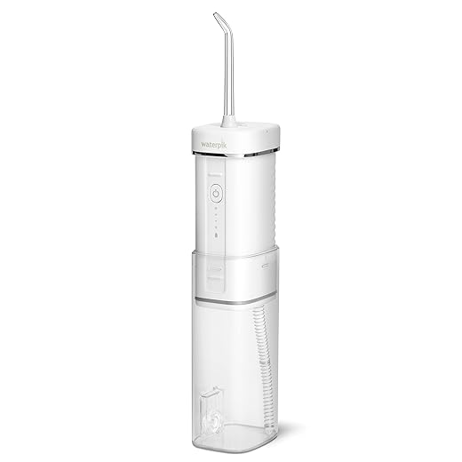 Waterpik Cordless Slide Professional Water Flosser, Portable Collapsible for Travel and Storage, with Travel Bag and 4 Tips, ADA Accepted, Rechargeable and Waterproof, White WF-17CD010-1