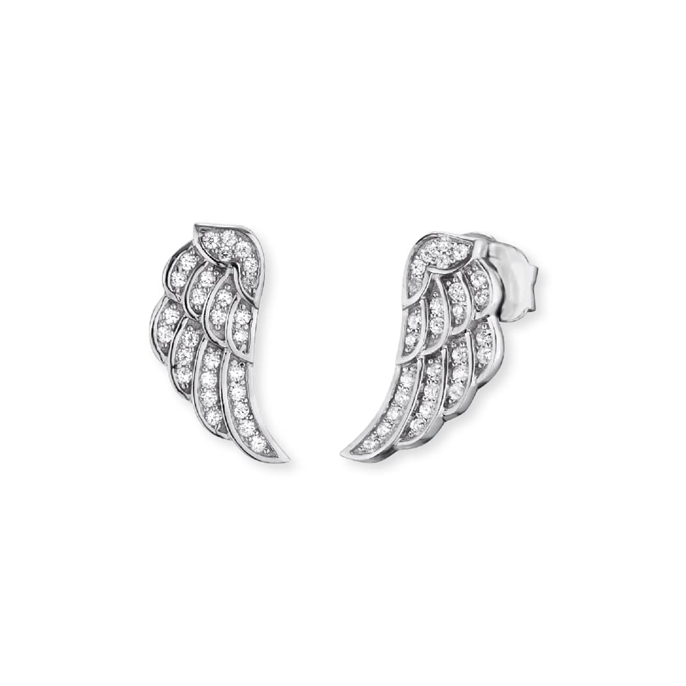 Engelsrufer Damen Flügel Ohrstecker 925er-Sterlingsilber Weiße Zirkonia