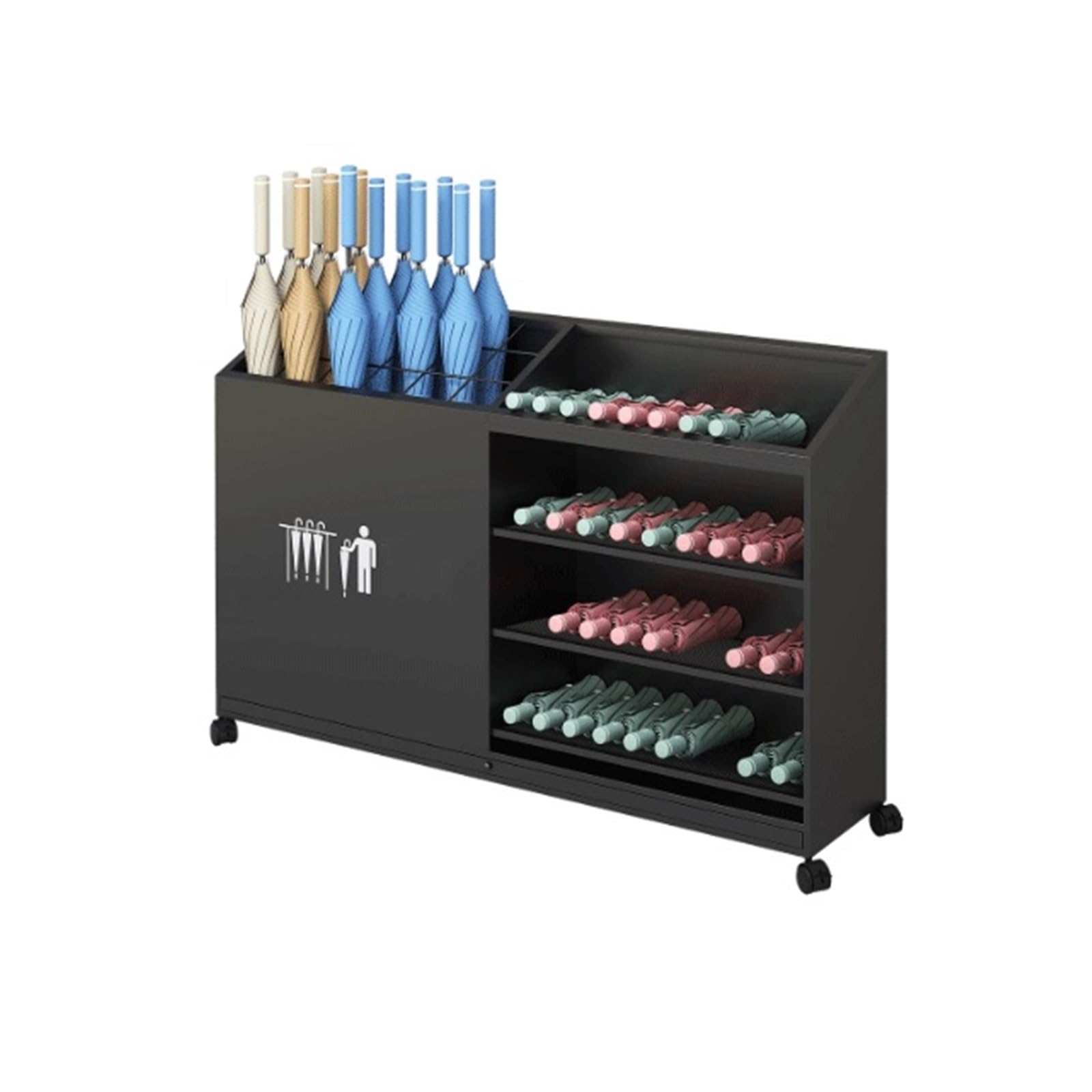 SONGYL-20249 Umbrella Stand Umbrella Stands For Hotel Lobbies, Businesses, Classrooms, And Office Entrances, With A Large Capacity Entryway(Black,Medium)
