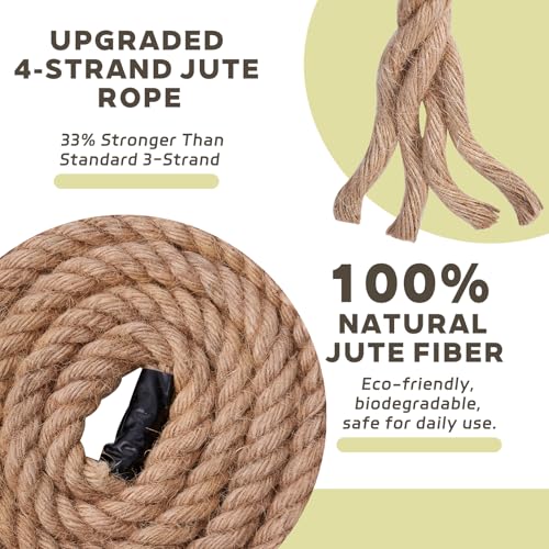 BRETANGME Natural Hemp Rope 1/2 inch 100Ft Thick Twisted Manila Rope Heavy Duty Jute for Crafts, Porch Swing, Tug of War, Nautical, Home Decorating, Railing, Docks, Landscaping by BRETANGME - Image 2