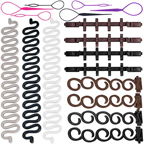 Lintian 17 Pieces Twist Plait Hair Braiding Hairdressing Tools?Topsy Tail Hair Braid French Centipede Braiders?New style Hair Design Styling Tools Accessories