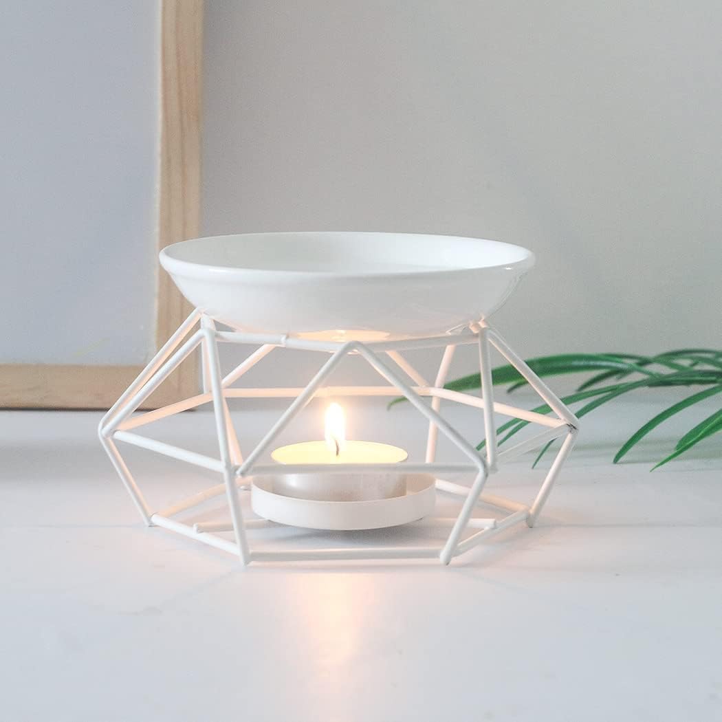 Warmself Delicate Romantic Ceramic Tealight Candle Holder Oil Burner Aroma Diffuser Furnace Home Decoration Bird's Nest Stylish Design White