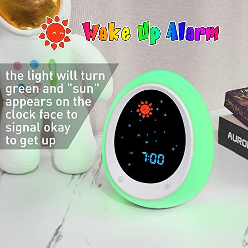 Butting Y300 Kids Alarm Clock, Toddler Sleep Training Clock With Sun & Moon, Sound Machine, Night Light, Ok To Wake Alarm Clock thumb #1