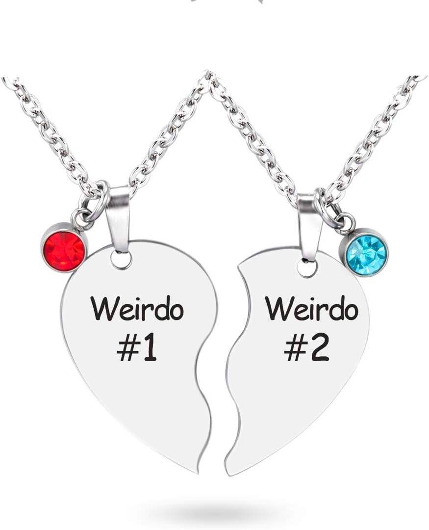 GlimkisBestie necklace for 2 Best Friends Forever Necklace BFF Necklace Broken Heart Necklace Couples Jewelry
