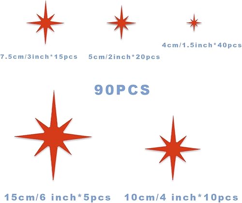 Miniatura 8 de 90 calcomanías de pared de espejo de estrella removibles para decoración de pared calcomanías de espejo acrílico 3D para paredes hogar sala de estar