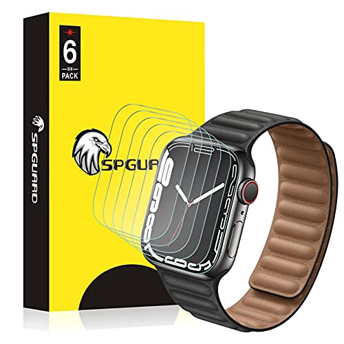SPGUARD 6 Pack Screen Protector Compatible with Apple Watch Series 7 45mm,Self-Healing High Definition Clear HD Film Protectors for iWatch Series 7 45 mm