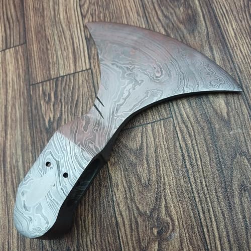 Axe-13 Handmade Damascus Steel Viking Axe Head, Handmade Bearded Hatchet, Medieval Battle Camping Tool - Rock Solid - Stunning Pattern. - Thumbnail 5
