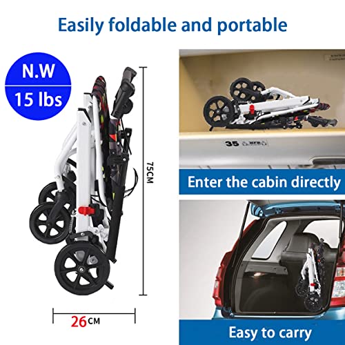Uu-Zhang (Only 15Lb) Super Lightweight Transport Wheelchair. Easy To Travel, Locking Hand Brakes, User-Friendly, Folding, Portable. For Adults Or Child (Up To 220Lbs)) #TOP1