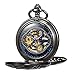 Produktbild TREEWETO Unisex Taschenuhr mit Kette Analog Handaufzug Doppelscharnier Antik Drache Skelett Schwarz
