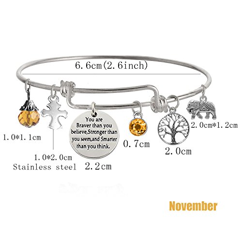 Image of inchYou Are Braver Than You Believe Stronger Than You Seem and Smarter Than You Think Inspirational Bracelet Expandable Bangle for Women