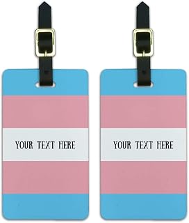Custom 1 Line Transgender Pride Flag Luggage ID Tags Cards Set of 2
