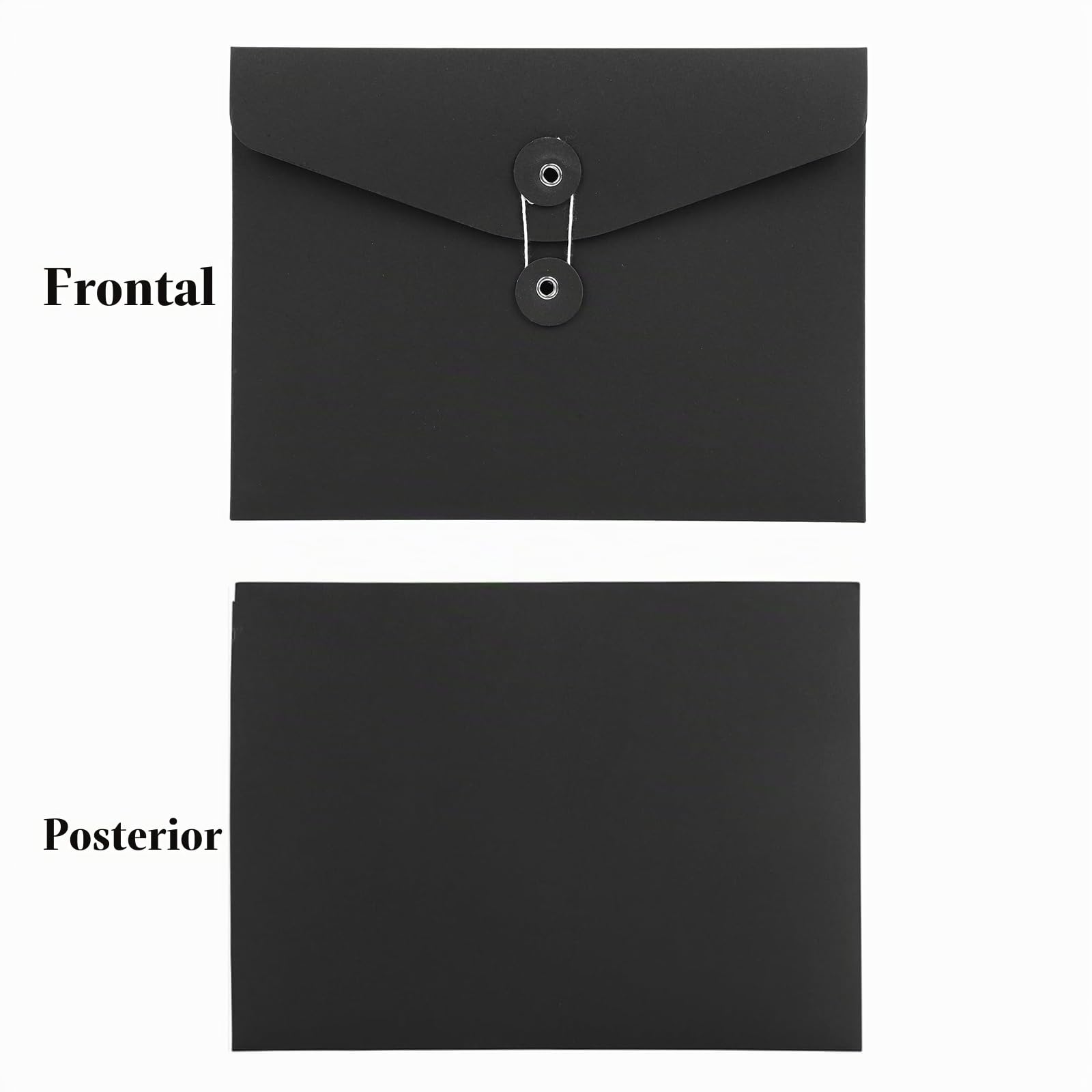 16 Piezas Carpetas de archivos de sobres de papel Kraft A4 Carpeta de Archivos de Kraft para Archivar Archivos, Carta, Organizador de Documentos para Oficina Colegio, Sin Expansión 310*235mm (Negro)