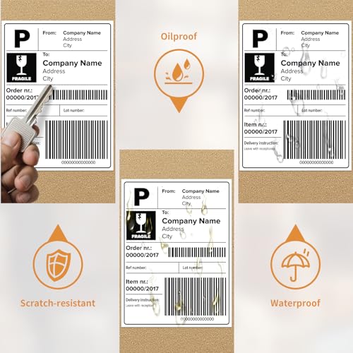 Image of Rongta Fanfold 4x6 Direct Thermal Labels, Perforated Shipping Label Printer Paper for Lable Printers, Clear Printing and Strong Adhesive (White 4x6, 1 Stacks | 100 Labels)