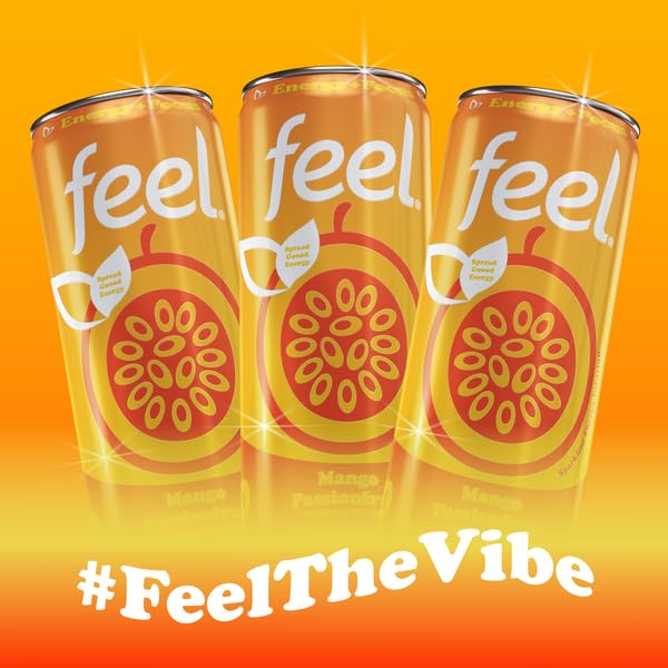 Miniatura 7 de FEEL Sparkling Mango - Bebida energética natural de fruta de la pasión, bebida energética saludable sin azúcar, L-teanina, bebida de cafeína en