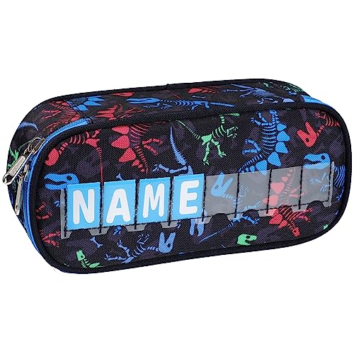Image of Cambond Pencil Case for Boys - Big Capacity Cute Pencil Cases for Kids Large Storage Pencil Pouch for School, Pencil Case with Letter Cards and Slot, Black Dinosaur