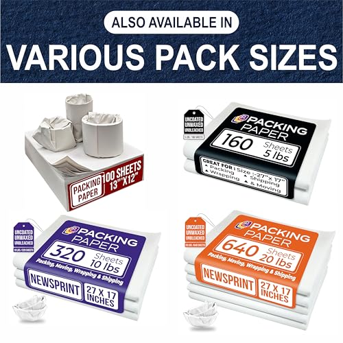 13"x12" 100 Sheets White Packing Paper Sheets for Moving Supplies, Protecting Fragile China and Glasses,Small Wrapping Paper for Shipping and Moving Box Filler - Image 4