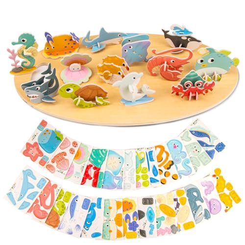 3D Puzzles for Teen 25 PCS Educational Cartoon 3D Puzzle Kit Engaging 3-D Puzzles Set for Teenagers Constructible Ideal Fun Art Crafts Birthday for Adolescents Ocean Themed