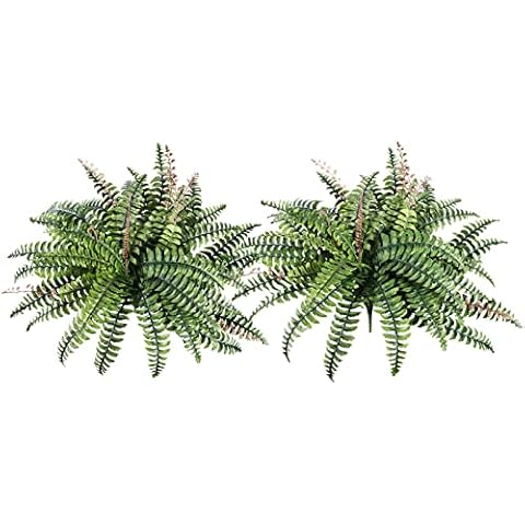 THE BLOOM TIMES Fake Fern Artificial Plants Large Faux Boston Ferns for Indoor Outdoor Planter (2) Cover