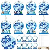 CJiangpo 24 Sets Winter Snow Globe Suncatcher Paper Craft Kits, DIY Stained Glass Effect Window Ornament Rainbow Tissue Paper Art Craft for Kid Classroom Activities Supplies Winter Party Decor Favor