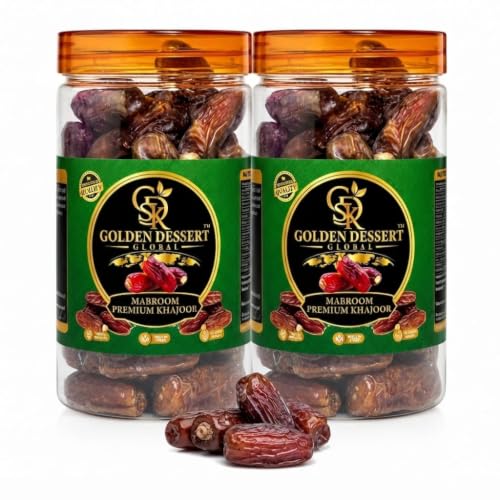 Image of Golden Dessert Global Mabroom Premium Khajoor | Premium Quality Dates Dry Fruit | Soft & Naturally Sweet Arabian Dates | Rich in Nutrition | Fresh & Hygienically Packed Naturally Sweet & Soft | Healthy Energy Snack | No Added Sugar | 100% Natural & Vegetarian (Pack of 2)