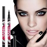 アイライナー リキッド 極細 速乾 強いウォータープルーフ 36時間スーパーキープ お湯OFF 4カラー (4本セット, ブラック)