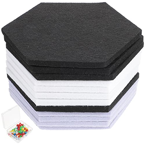 12 paneles acústicos hexagonales autoadhesivos de fieltro para aislamiento, tableros para paredes, material premium para absorción de ruido para estudio en casa, oficina y más miniatura 1