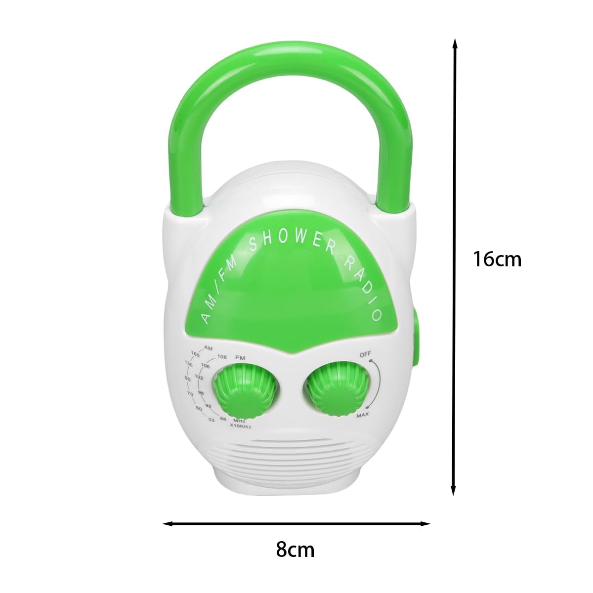 Radio portatile, mini radio portatile AM FM impermeabile da bagno, uscita 500 mW, a batteria, per bagno, cucina, esterni.